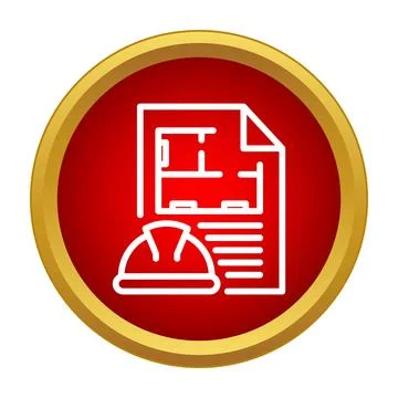 Building plan with safety hard hat icon illustrating construction project Stock Illustration
