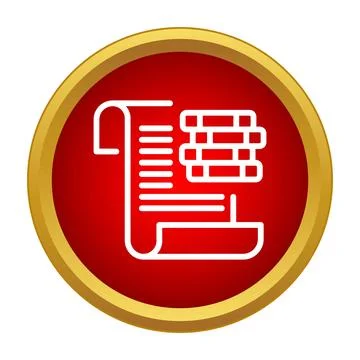 Building plan with scroll and brick wall icon Stock Illustration