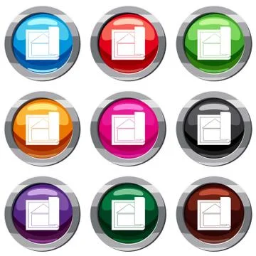 Building plan set 9 collection Ilustración de archivo