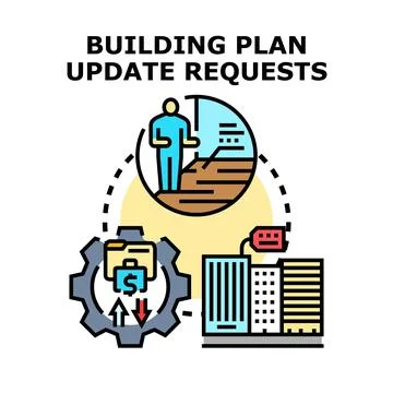 Building plan update requests process and approval Stock Illustration
