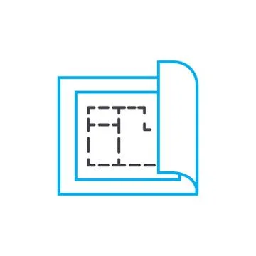 Building plan vector thin line stroke icon. Building plan outline illustration Ilustración de archivo