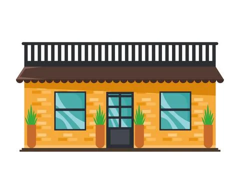 Building with plants and terrace Ilustración de archivo
