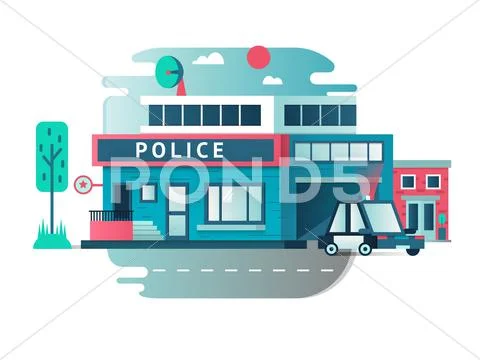 Building of the Police Department Stock Illustration