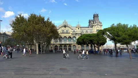 The building of the port of Barcelona. Spain. Stock Footage