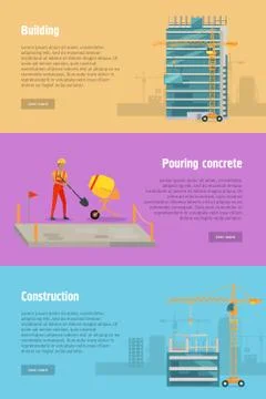 Building. Pouring Concrete. Construction. Vector Ilustración de archivo