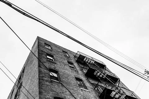 Building with power lines Stock Photos