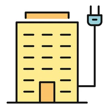 Building with power plug creating smart energy concept Stock Illustration