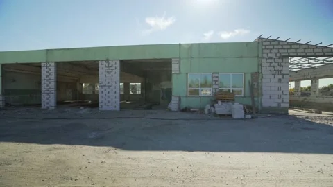 Building in Process of Construction. Unfinished building on a plant Video stock 171364744