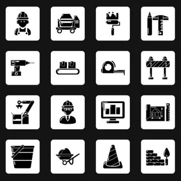Building process icons set, simple style Ilustración de archivo