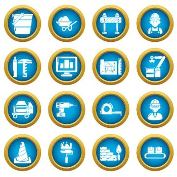 Building process icons set, simple style Ilustración de archivo