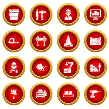 Building process icons set, simple style Ilustración de archivo