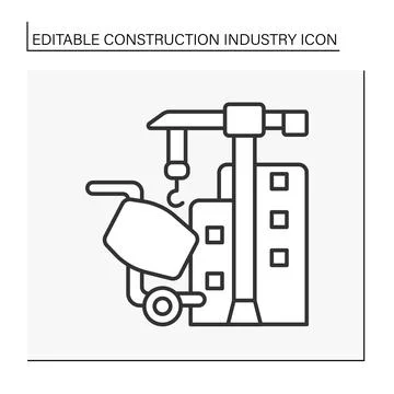 Building process line icon Ilustración de archivo