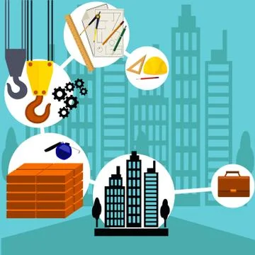 Building Process. Success Engineer Ilustración de archivo