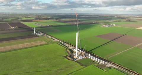 Building process of wind turbine windmil... | Stock Video | Pond5