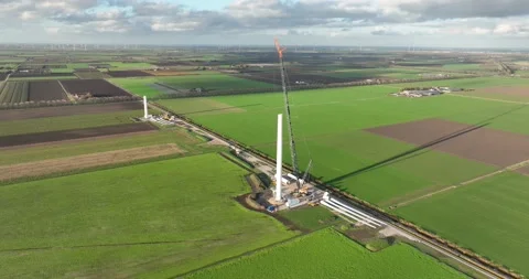 Building process of wind turbine windmil... | Stock Video | Pond5