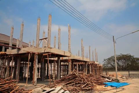 Building project at construction site Stock Photos