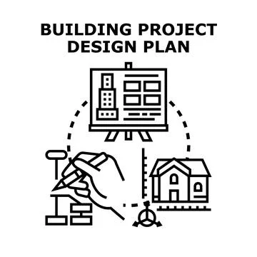 Building project design planning and architectural development process Stock Illustration