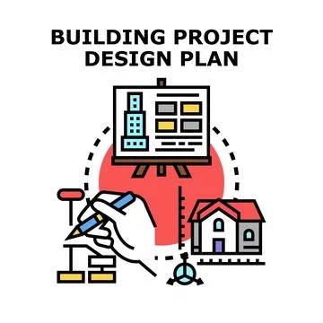 Building project design planning and architectural development process Stock Illustration