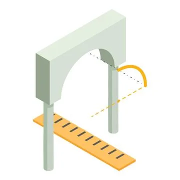 Building project icon isometric vector. Arch project and large wooden ruler icon Ilustración de archivo