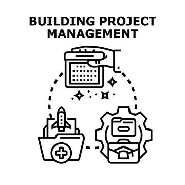 Building project management planning organization development concept Stock Illustration
