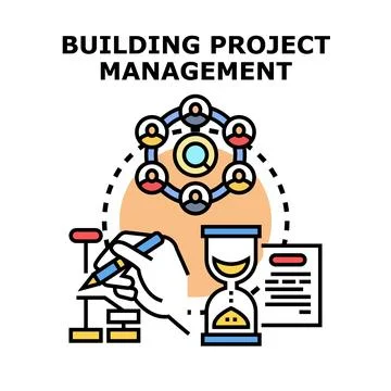 Building project management workflow planning and time tracking Stock Illustration