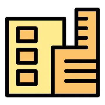 Building project with measuring tool for architectural design and constructio Ilustración de archivo