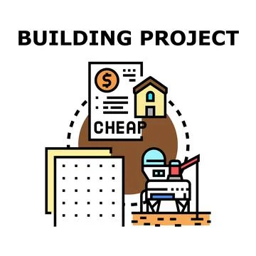Building project plan with low cost concept Stock Illustration