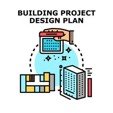 Building project planning, design, and construction concept Stock Illustration