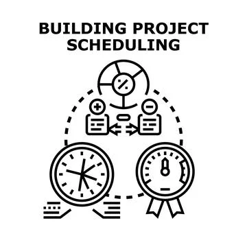 Building project scheduling planning and time management concept Stock Illustration