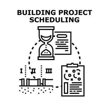 Building project scheduling planning and time management Stock Illustration