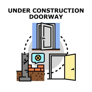 Building project undergoing construction and renovation process Stock Illustration