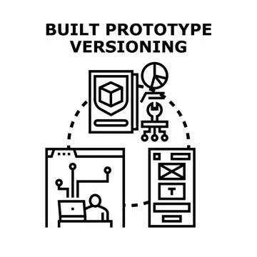 Building prototype versioning process for software development Illustrazione stock