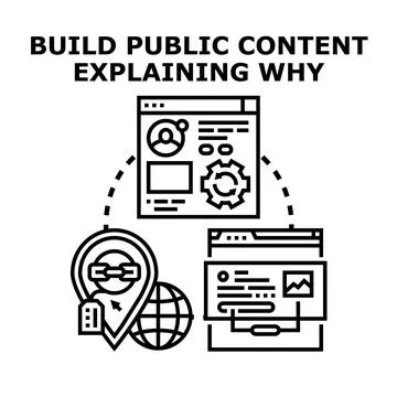 Building public content explaining online information strategy Ilustración de archivo