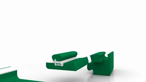Building puzzle house featuring flag of Saudi Arabia. Arabian emigration Stock Footage 88311339
