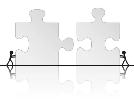 Building a puzzle Stock Illustration