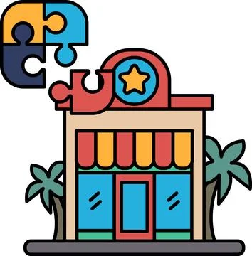 A building with a puzzle on it Ilustración de archivo