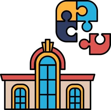 A building with a puzzle piece on top of it Ilustración de archivo