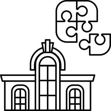 A building with a puzzle piece on top of it Ilustración de archivo