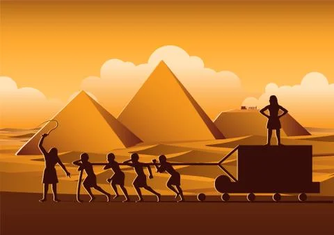 Building Pyramid in Egypt in ancient time use men to be slave the whole day,c Stock Illustration
