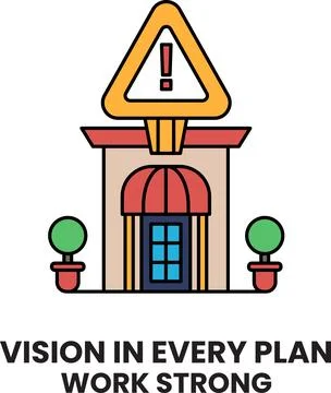 A building with a red triangle on top of it Stock Illustration
