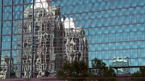 Building Reflected in Windows Stock Footage 24653271