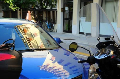 Building reflection on the car Stock Photos