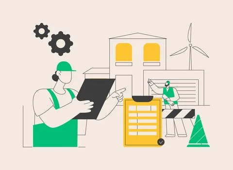 Building regulations abstract concept vector illustration. Ilustración de archivo