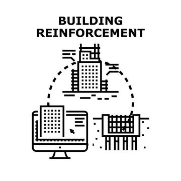 Building reinforcement engineering design and construction process Stock Illustration