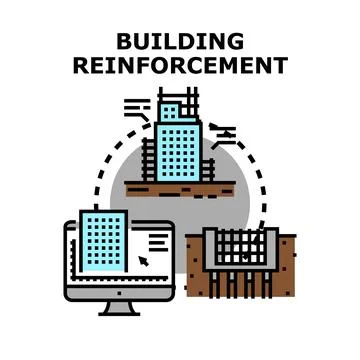 Building reinforcement engineering design and construction process Stock Illustration