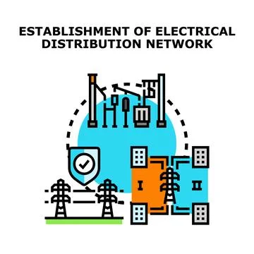 Building reliable electrical distribution network system Stock Illustration