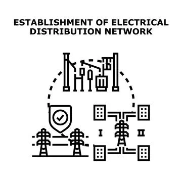 Building reliable electrical distribution network system Stock Illustration