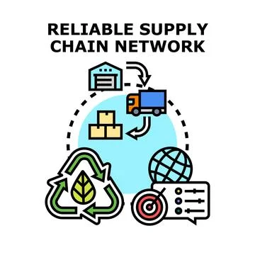 Building a reliable supply chain network for ecology and global delivery Ilustración de archivo