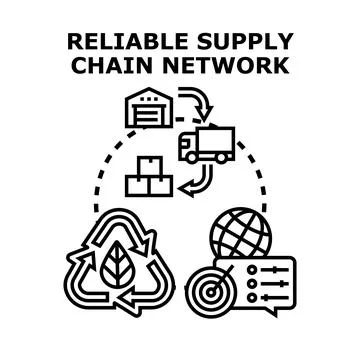 Building a reliable supply chain network for ecology and global delivery Ilustración de archivo