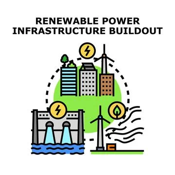 Building renewable power infrastructure using sustainable energy sources Ilustración de archivo